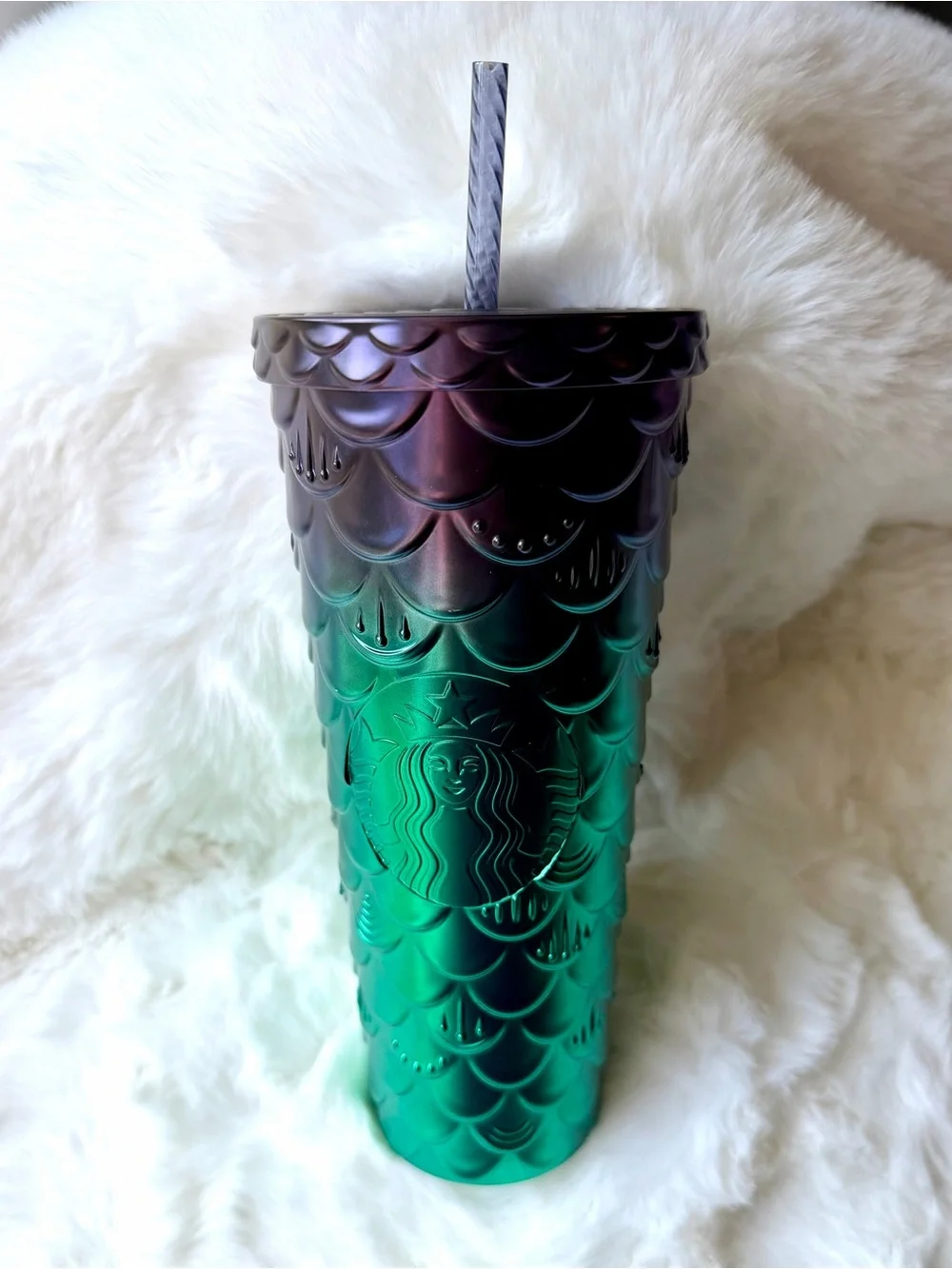 Starbucks Iridescent Purple to Green Mermaid Scale Tumbler